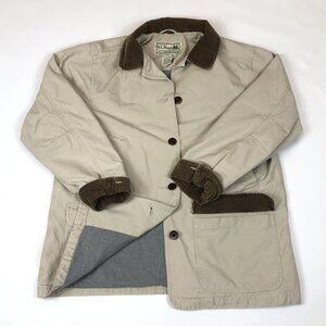 LL .Bean Womens Canvas Field Chore Lined Khaki Barn Jacket Corduroy 0WY22 Large